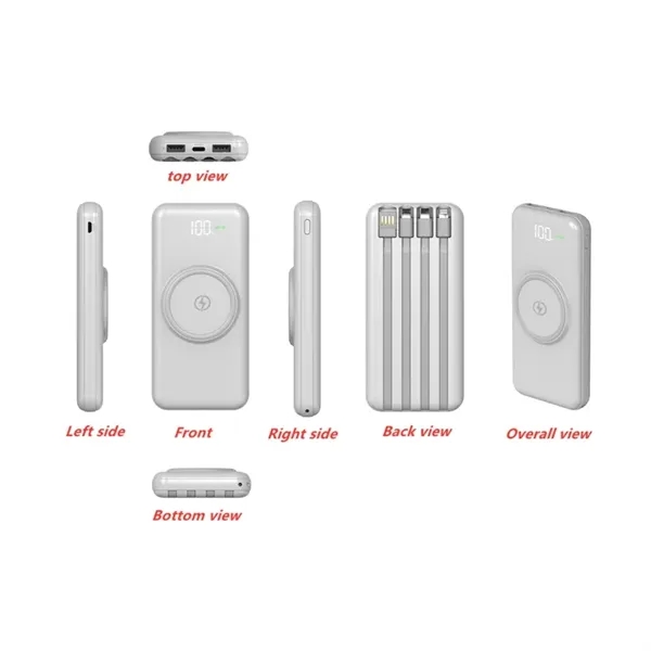 10000 Mah Power Bank W/ 4 Built-in Cable & Wireless Charger - 10000 Mah Power Bank W/ 4 Built-in Cable & Wireless Charger - Image 5 of 6