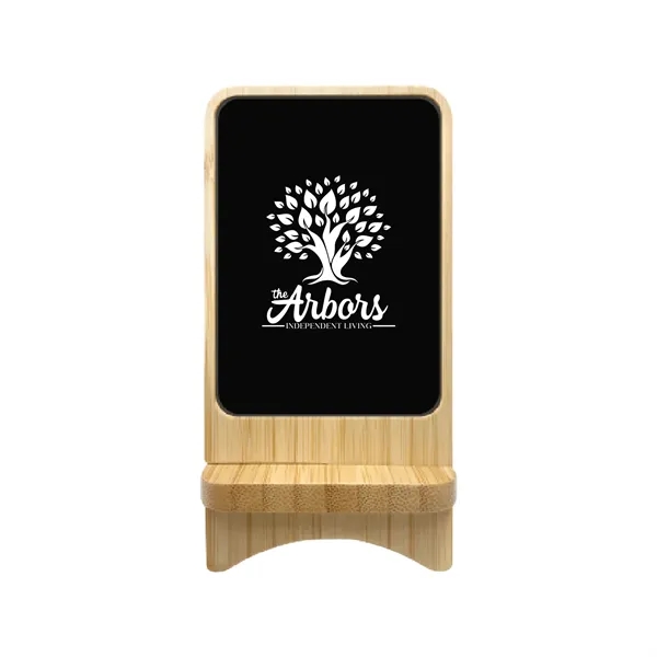 15W Bamboo Detachable Light Up Logo Wireless Charger Stand - 15W Bamboo Detachable Light Up Logo Wireless Charger Stand - Image 0 of 4