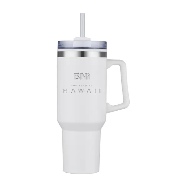 40oz Double Wall Insulated Travel Mug With Handle And Straw - 40oz Double Wall Insulated Travel Mug With Handle And Straw - Image 0 of 2