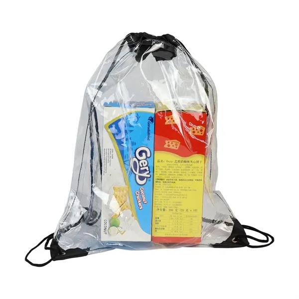 Eco-friendly Clear Waterproof Stadium Drawstring Backpack - Eco-friendly Clear Waterproof Stadium Drawstring Backpack - Image 2 of 10