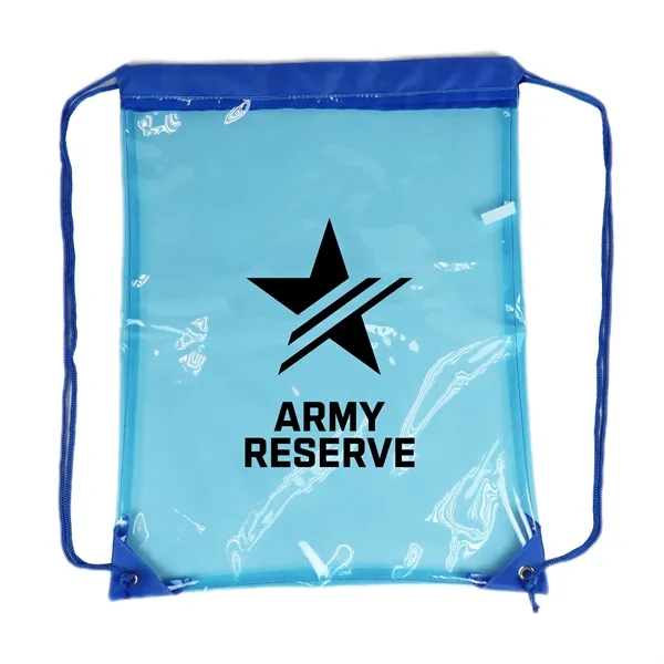 Eco-friendly Clear Waterproof Stadium Drawstring Backpack - Eco-friendly Clear Waterproof Stadium Drawstring Backpack - Image 3 of 10