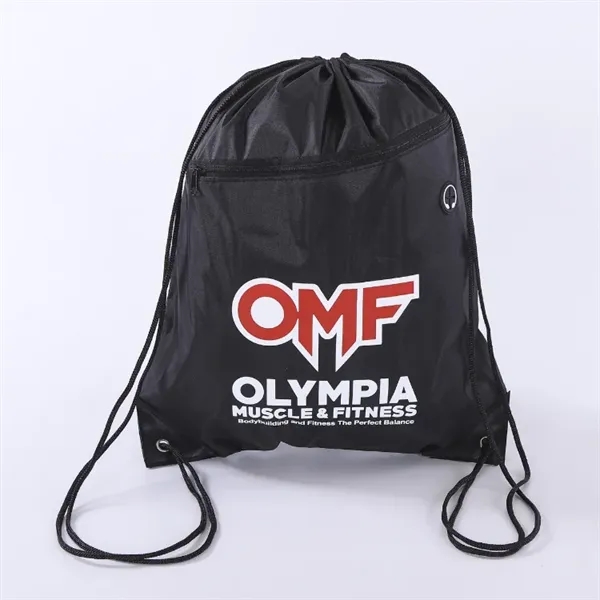 210D Drawstring Backpack With Zipper