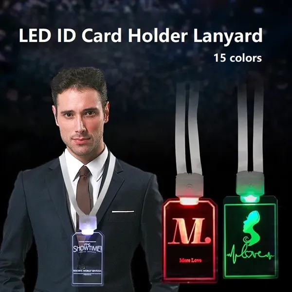 Custom LED ID Card Holder Lanyard Name Badges Work Permit
