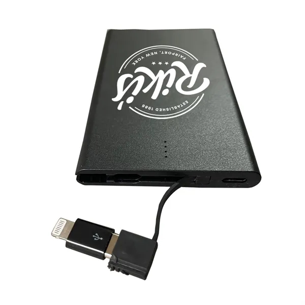 2500mah Credit Card Shape Power Bank w/Built-in Cable