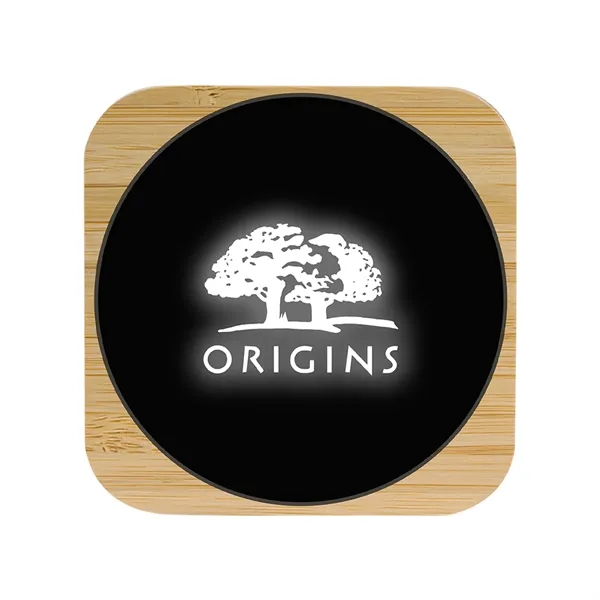 15W Light Up Logo Bamboo Wireless Charger