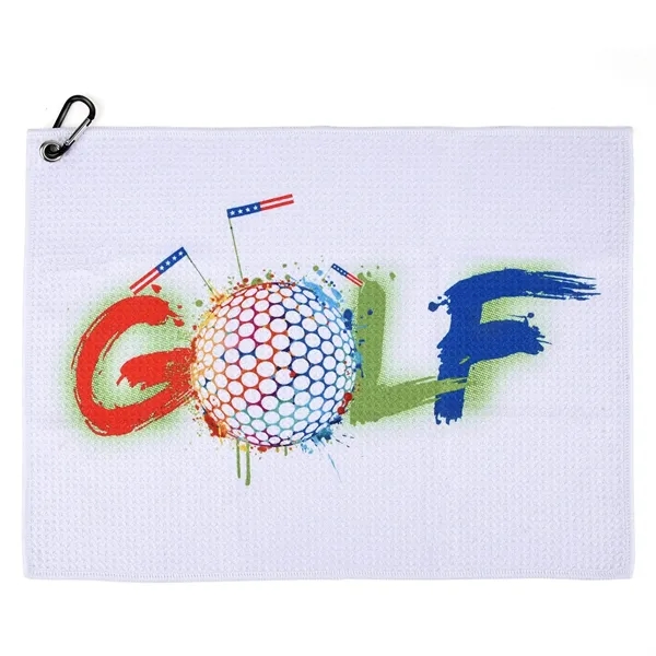 16*24" Sublimated Waffle Golf Towel With Carabiner
