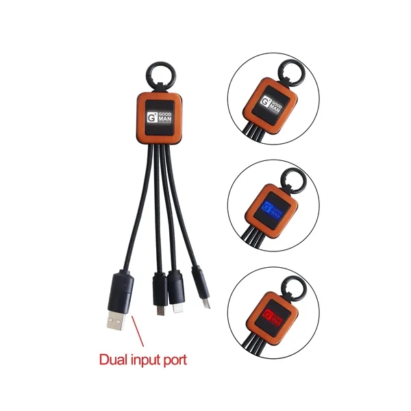 5 in 1 RPET LED Charging Cable-Square Shape