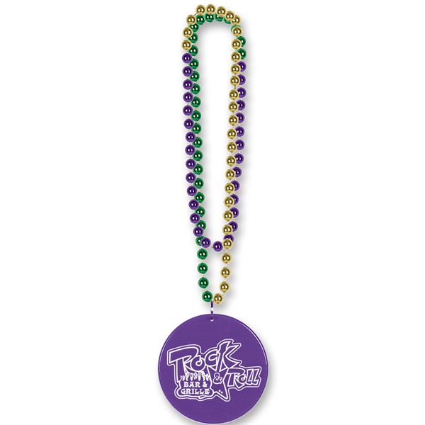 Mardi Gras Beads with Imprinted Medallion - Mardi Gras Beads with Imprinted Medallion - Image 0 of 0