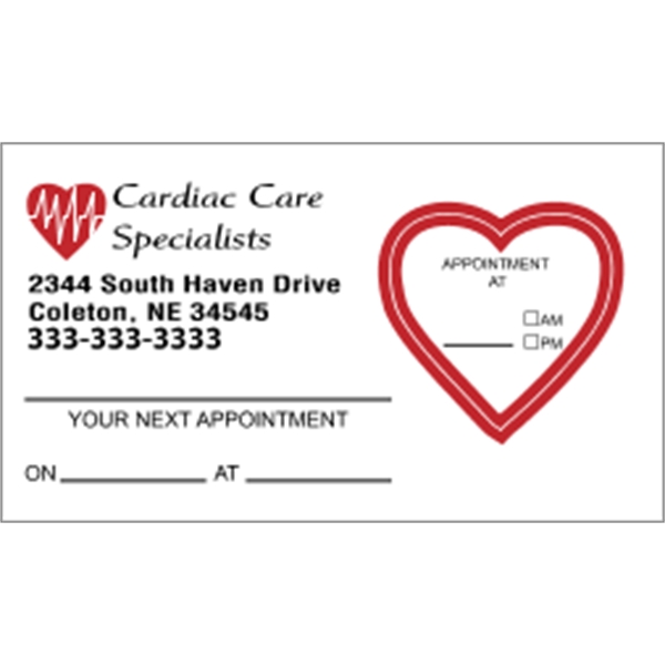 Heart Kiss-cut Appointment Card - Heart Kiss-cut Appointment Card - Image 1 of 2