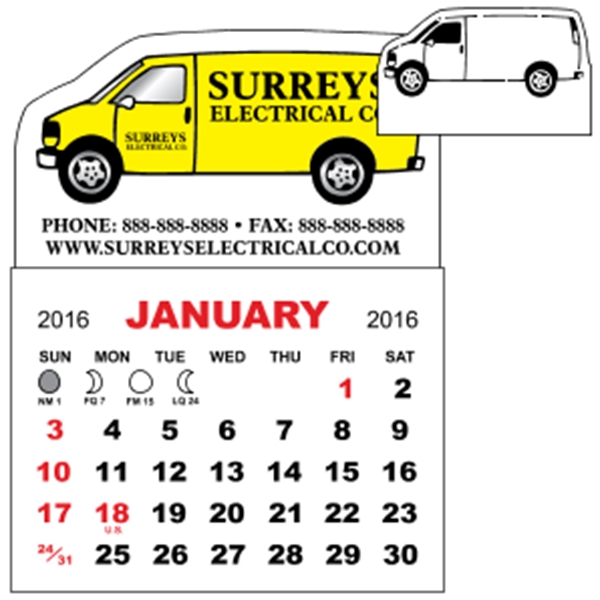 3" x 3.875" - Magnet Mini Calendar Pad (Van)