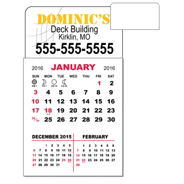 3" x 5.5" - Adhesive Mini Calendar Pad (Rectangle)
