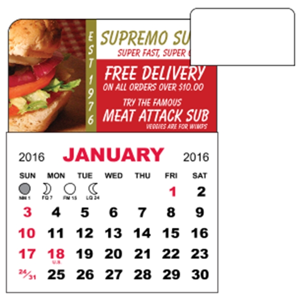3" x 3.875" - Adhesive Mini Calendar Pad (Rectangle)