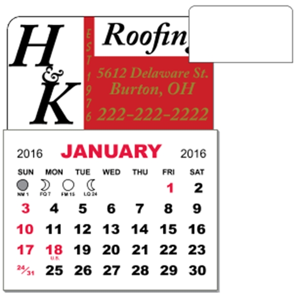 3" x 3.875" - Adhesive Mini Calendar Pad (Rectangle)