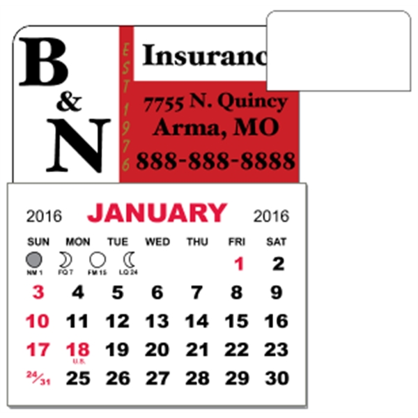 3" x 3.875" - Adhesive Mini Calendar Pad (Rectangle)