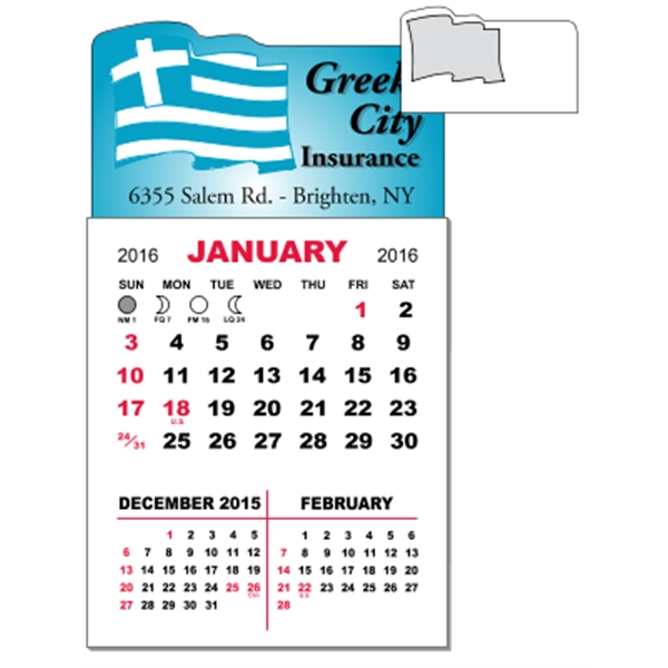 3" x 5.5" - Adhesive Mini Calendar Pad (Flag)