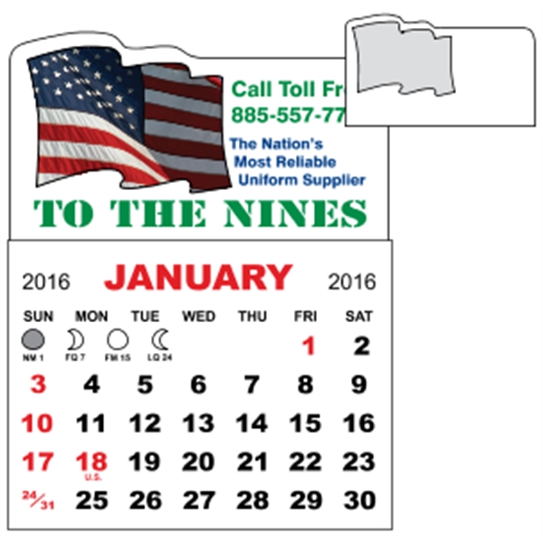 3 X 3.875 - Adhesive Mini Calendar Pad (Flag)