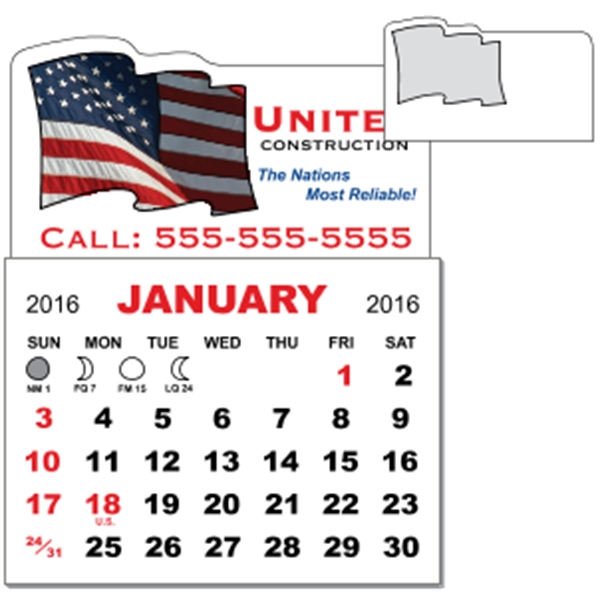 3 X 3.875 - Adhesive Mini Calendar Pad (Flag)