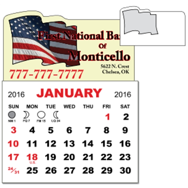 3 X 3.875 - Adhesive Mini Calendar Pad (Flag)