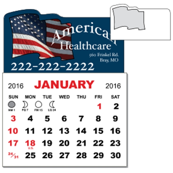 3 X 3.875 - Adhesive Mini Calendar Pad (Flag)