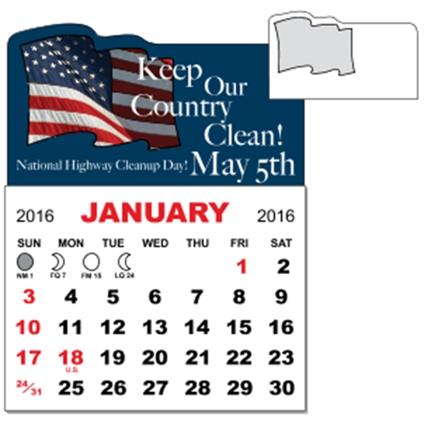 3 X 3.875 - Adhesive Mini Calendar Pad (Flag)