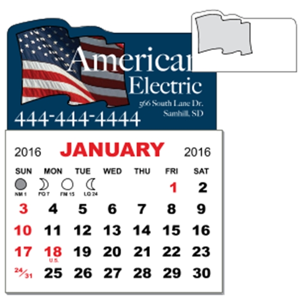3 X 3.875 - Adhesive Mini Calendar Pad (Flag)
