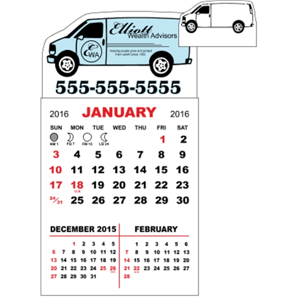 3" x 5.5" - Adhesive Mini Calendar Pad (Van)