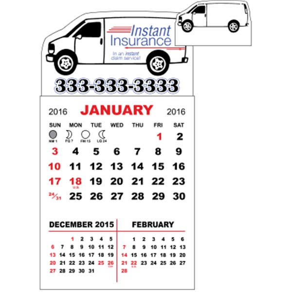 3" x 5.5" - Adhesive Mini Calendar Pad (Van)