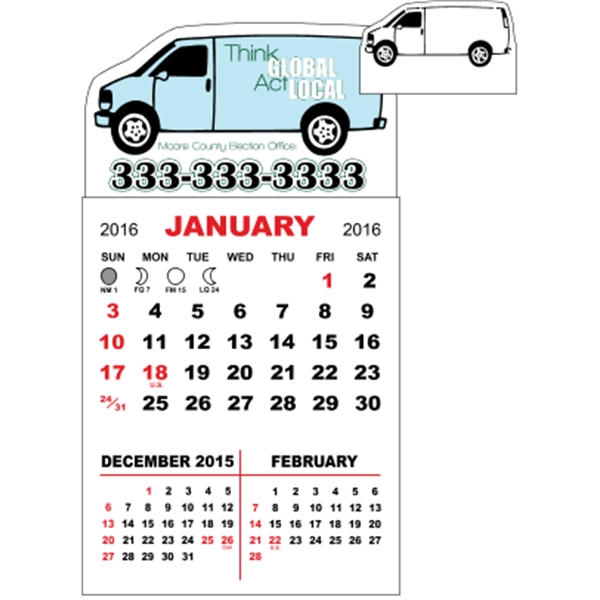 3" x 5.5" - Adhesive Mini Calendar Pad (Van)
