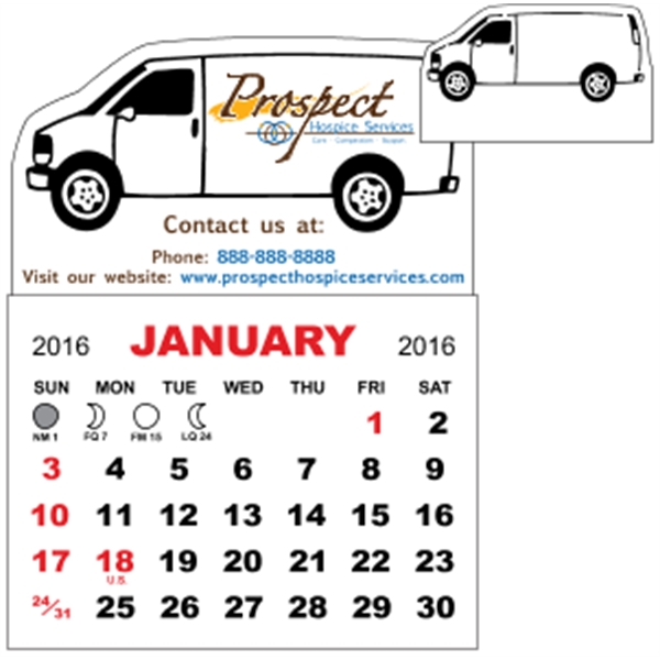 3" x 3.875" - Adhesive CMini Calendar Pad (Van)