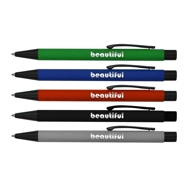 Soft Rubber Click Metal Ballpoint Pen with Chrome Engraving - Soft Rubber Click Metal Ballpoint Pen with Chrome Engraving - Image 1 of 1