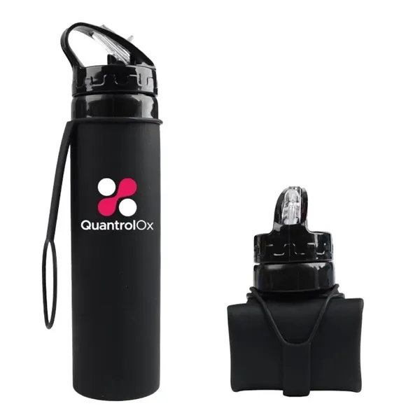 Custom 20 oz. Collapsible Portable Silicone Gift Water Bottle