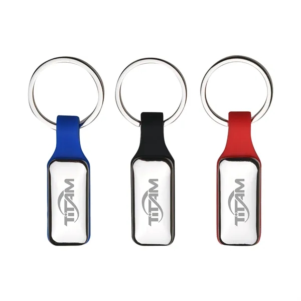 Metal Keychain with Black Silicone Strap