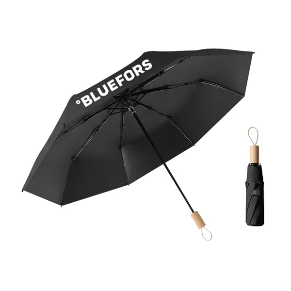 Solid Wood Handle Manual Folding Umbrella