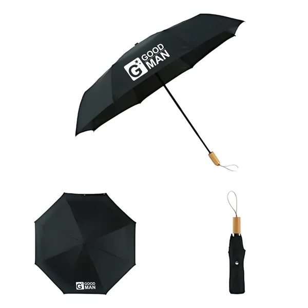Wooden Handle Manual Folding Umbrella