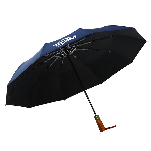 Wooden Handle Automatic Folding Umbrella