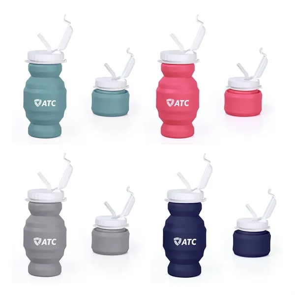 10OZ Foldable Silicone Bottle With Straw
