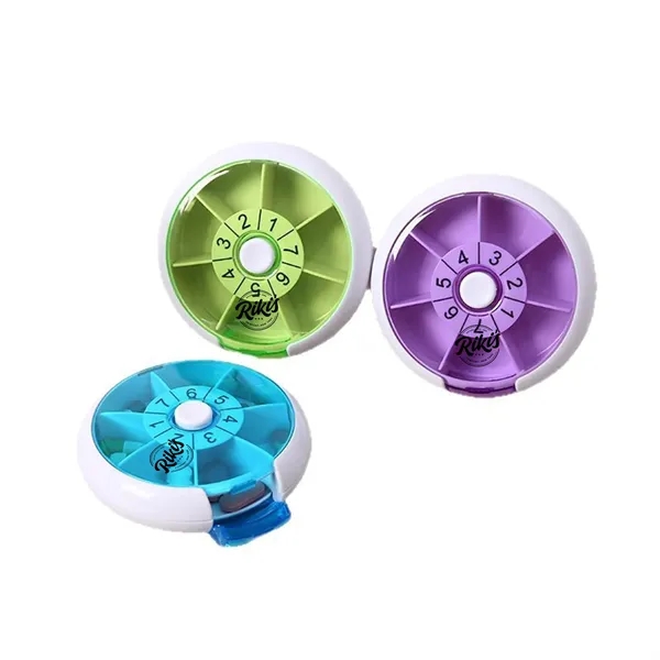 Rotating Travel Pill Organizer with Compartments