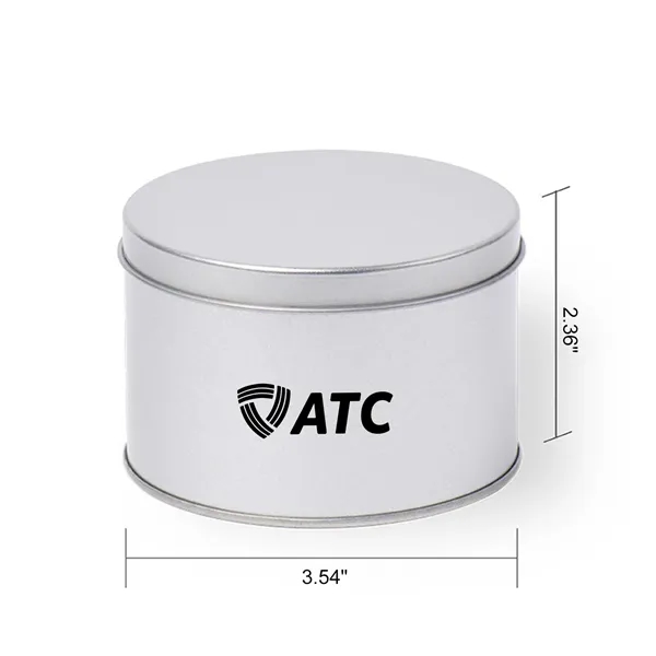 Silver Round Tin Box with Flat Lid (3.54*2.36 Inches)