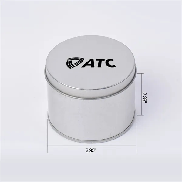 Silver Round Tin Box with Flat Lid (2.95*2.36 Inches)