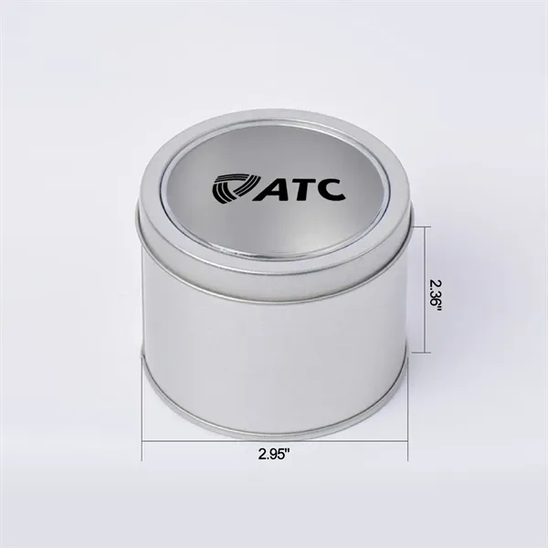 Silver Round Tin Box with Flat Lid (2.95*2.36 Inches)