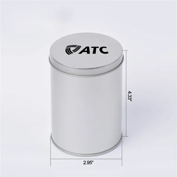 Silver Round Tin Box with Flat Lid (2.95*4.33 Inches)