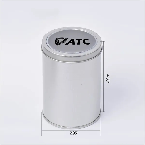 Silver Round Tin Box with Window Lid (2.95*4.33 Inches)