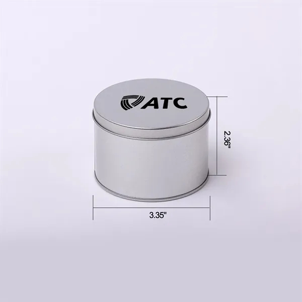 Silver Round Tin Box with Flat Lid (3.25*2.36 Inches)