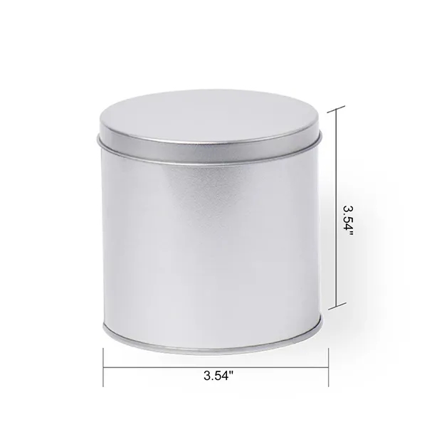 Silver Round Tin Box with Flat Lid (3.54*3.54 Inches)