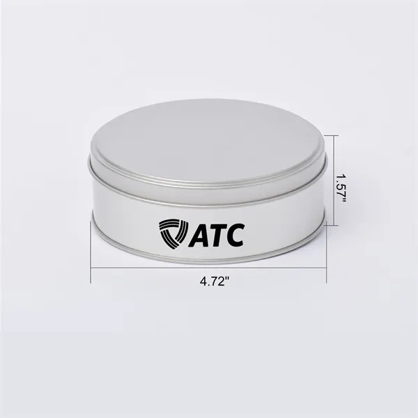 Silver Round Tin Box with Flat Lid (4.72*1.57 Inches)