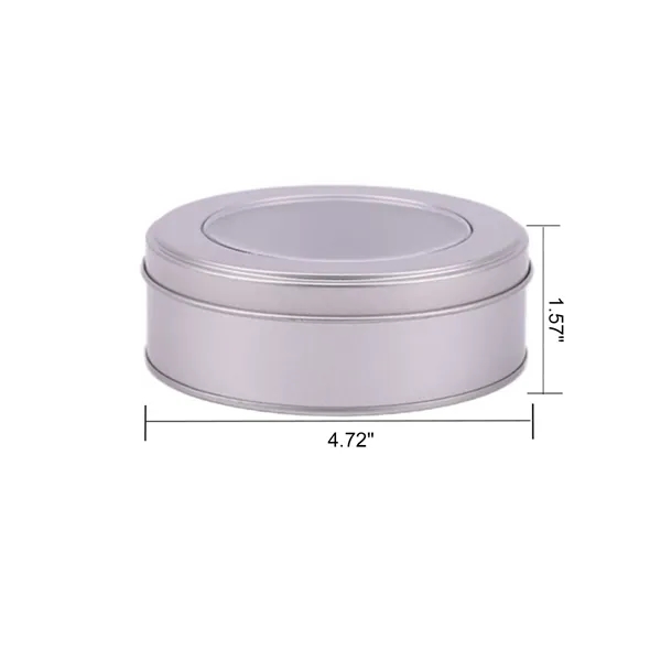 Silver Round Tin Box with Window Lid (4.72*1.57 Inches)