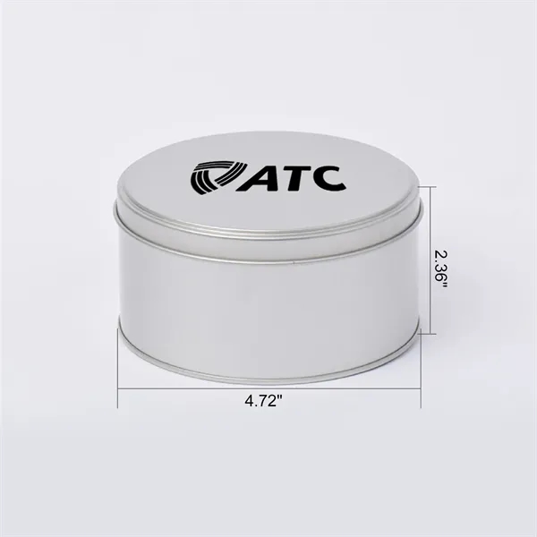 Silver Round Tin Box with Flat Lid (4.72*2.36 Inches)