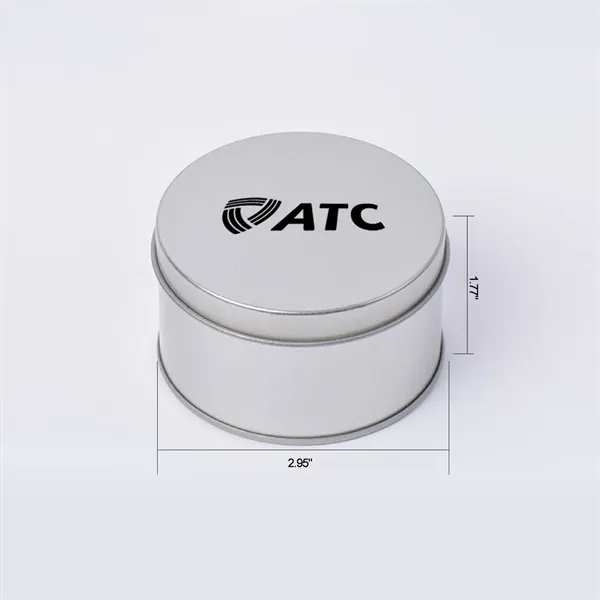 Silver Round Tin Box with Flat Lid (2.95*1.77 Inches)