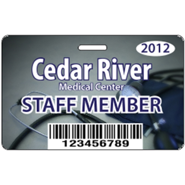 3.375" x 2.125" Deluxe Badge w/ Slot .030" White - 3.375" x 2.125" Deluxe Badge w/ Slot .030" White - Image 5 of 14