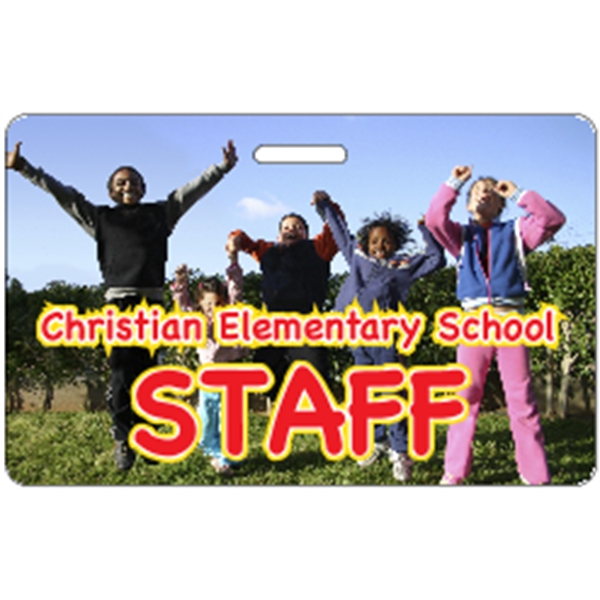 3.375" x 2.125" Deluxe Badge w/ Slot .030" White - 3.375" x 2.125" Deluxe Badge w/ Slot .030" White - Image 13 of 14